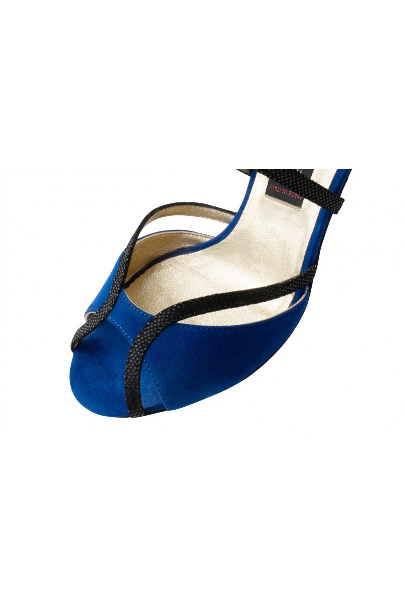 Social dance shoes Werner Kern model Maxima/Suede blue/Shimmering suede black