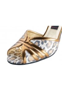Social dance shoes Werner Kern model Saskia/Printed leather multicolour/Nappa leather copper