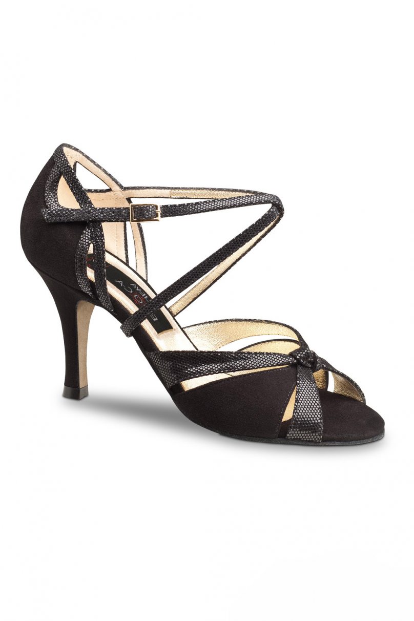 Women's dance shoes Sienna LS/Suede/Shimmering suede black for Argentine tango, salsa, bachata by Werner Kern