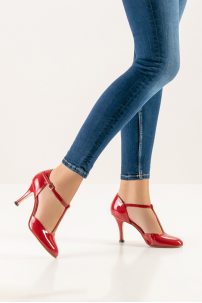 Women's dance shoes Roslyn LS/Patent leather red for Argentine tango, salsa, bachata by Werner Kern