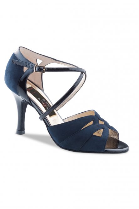 Social dance shoes Werner Kern model Rosita/Suede dark blue/Patent leather black