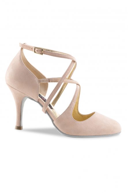 Women's dance shoes Valeria/Shimmering suede beige for Argentine tango, salsa, bachata by Werner Kern