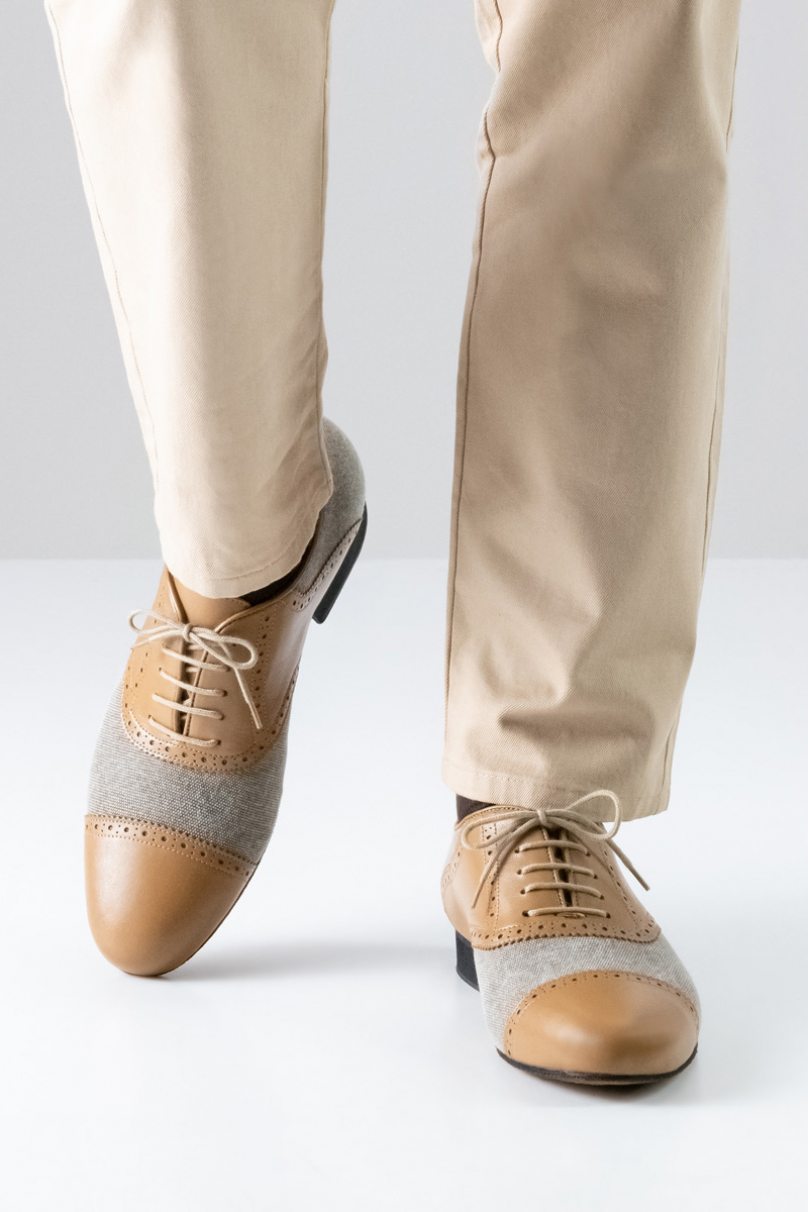 Туфлі для танців Werner Kern модель Tadil/Canvas beige/Nappa leather brown