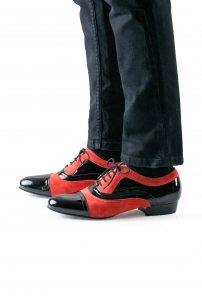 Boty na společenský tanec Werner Kern model Sucre/Patent leather black/Suede red