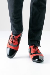 Social dance shoes Werner Kern model Sucre/Patent leather black/Suede red