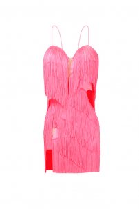Hot Pink Body Twist Fringe Dress