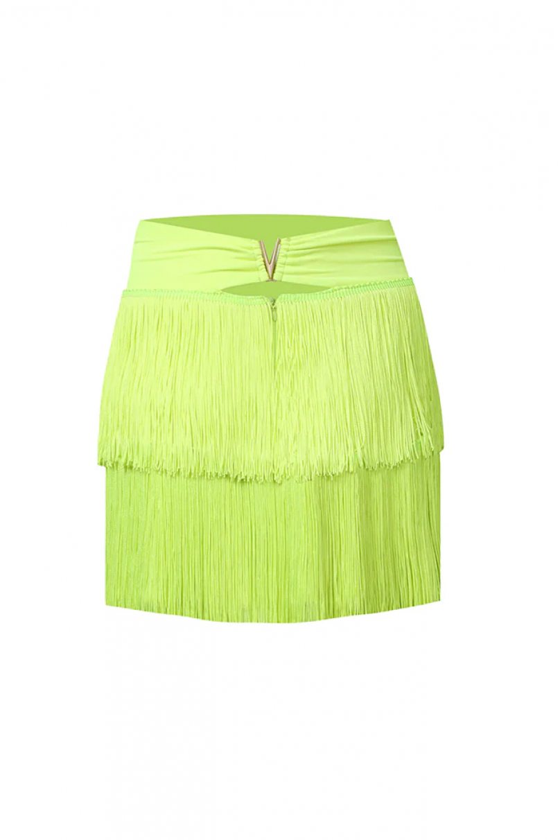 Latin dance skirt by ZYM Dance Style model 2137 Neon Yellow