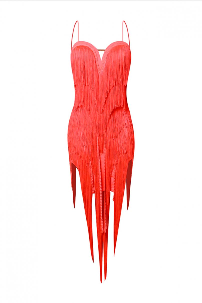 Сукня для бальних танців для латини від бренду ZYM Dance Style модель 2205 Neon Orange