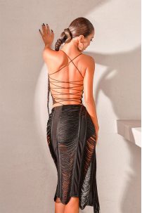 Black Havana Fringe Wrap Skirt