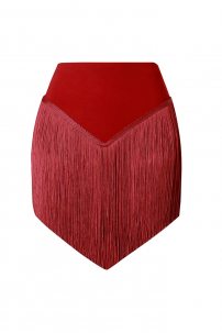 Wine Red Angular Fringe Skirt