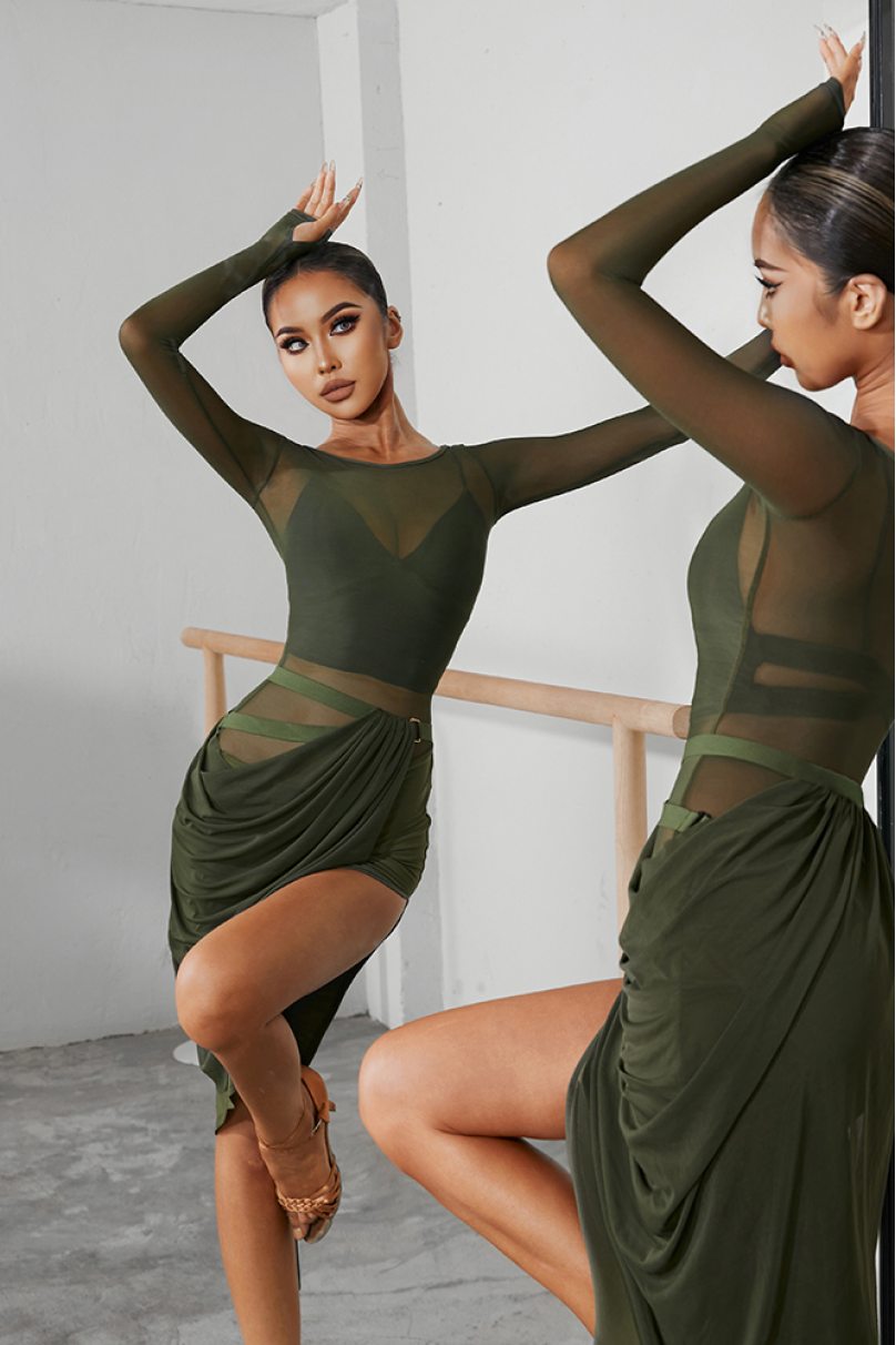 Платье для бальных танцев для латины от бренда ZYM Dance Style модель 2263/Dark Green