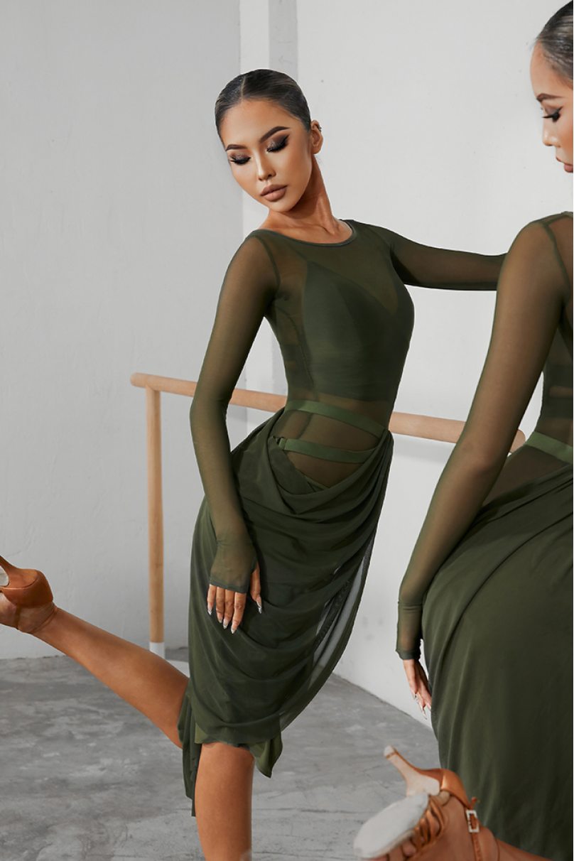 Платье для бальных танцев для латины от бренда ZYM Dance Style модель 2263/Dark Green