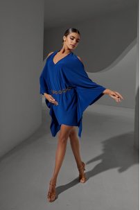 Women's Latin Dance Flicker Dress Jewelry Blue