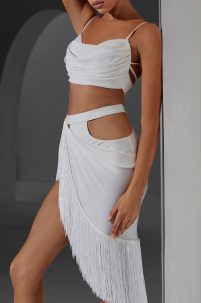 Women's Latin Dance Santorini Skirt Pure White