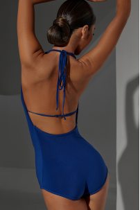 Women's Latin Dance Tulip Scam Bodysuit Jewelry Blue