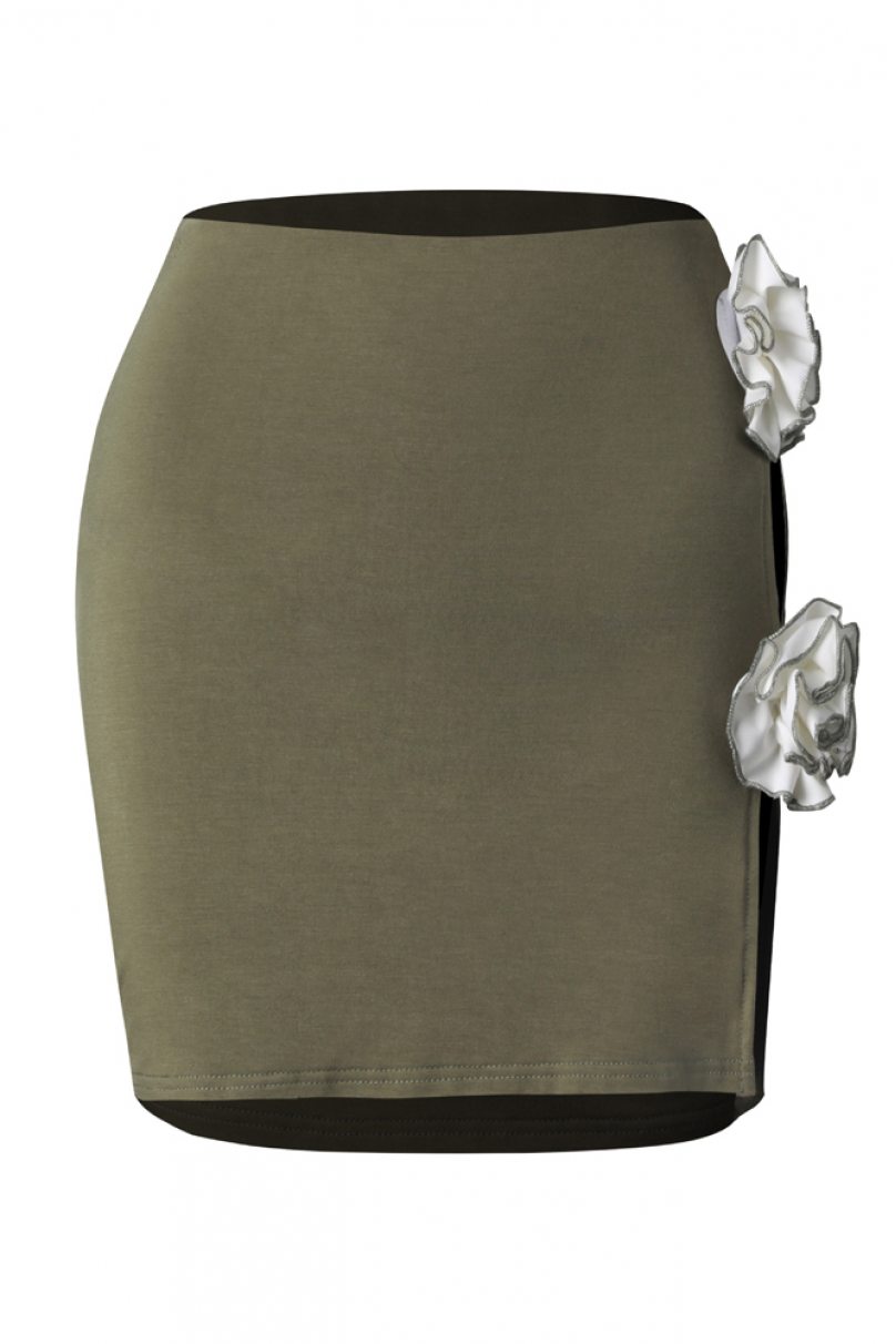Latin dance skirt by ZYM Dance Style model 2383 Army Green