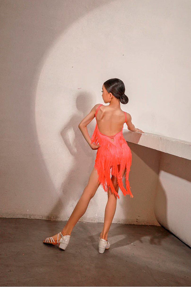 Latin dance dress by ZYM Dance Style model 2205 Neon Orange
