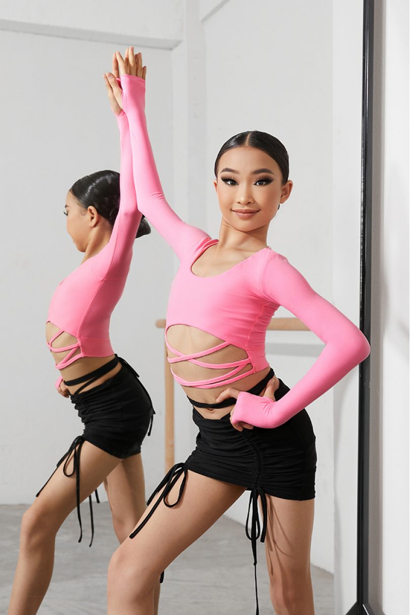 Блуза для бальних танців від бренду ZYM Dance Style модель 2250 Kids Barbie Pink