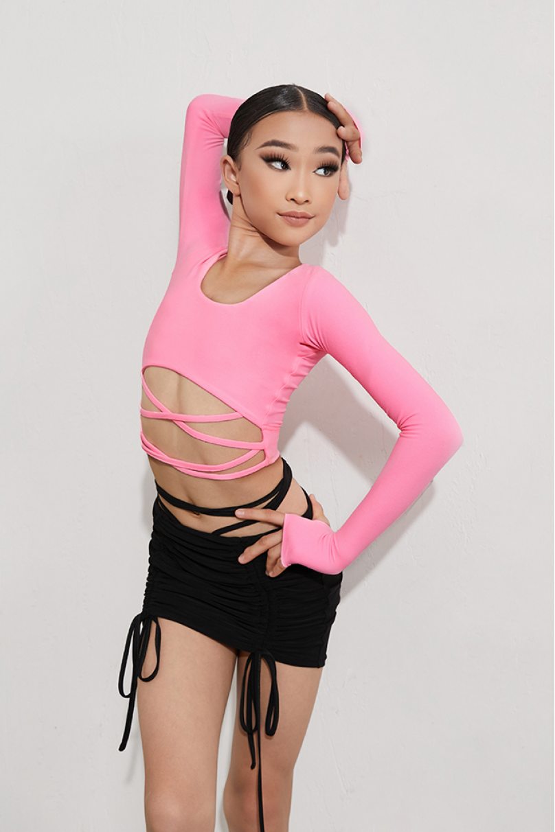 Блуза для бальных танцев от бренда ZYM Dance Style модель 2250 Kids Barbie Pink