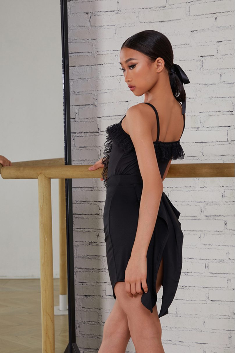 Ballroom latin dance skirt for girls by ZYM Dance Style style 23136 Classic Black