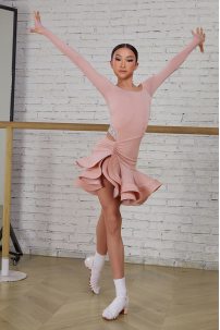 Latin dance dress by ZYM Dance Style model 23126 Milk Pink