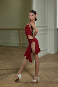 Платье для бальных танцев для девочек от бренда ZYM Dance Style модель 2366 Kids Wine Red