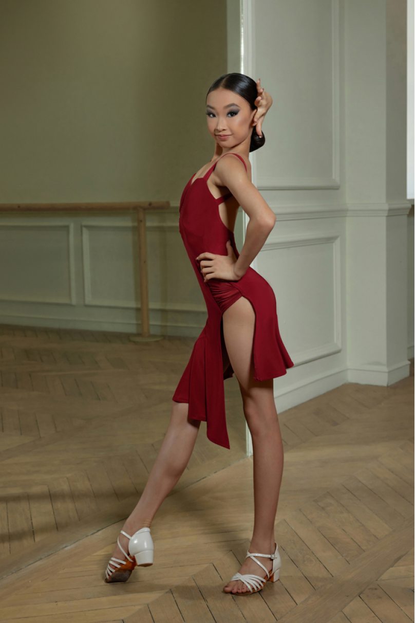 Girls ballroom dance dress by ZYM Dance Style style 2366 Kids Wine Red