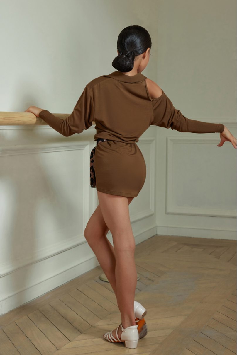 Latin dance dress by ZYM Dance Style model 2370 Chocolate Brown