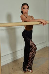 Женские брюки для бальных танцев для латины от бренда ZYM Dance Style модель 2368 Leopard
