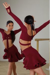 Спідниця для бальних танців для латини від бренду ZYM Dance Style модель 23117 Berry Red