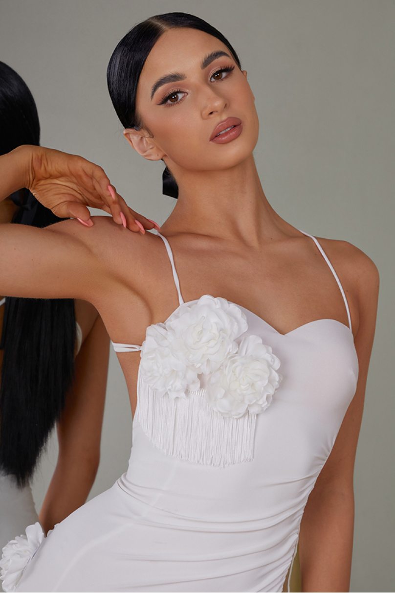 Сукня для бальних танців для латини від бренду ZYM Dance Style модель 2403 Creamy White