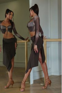 Latin dance skirt by ZYM Dance Style model 2386 Coffee Brown