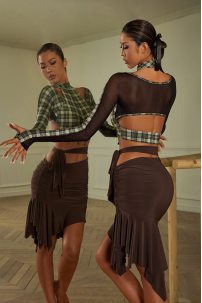 Latin dance skirt by ZYM Dance Style model 23105 Coffee Brown