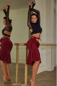 Latin dance skirt by ZYM Dance Style model 23107 Wine Red
