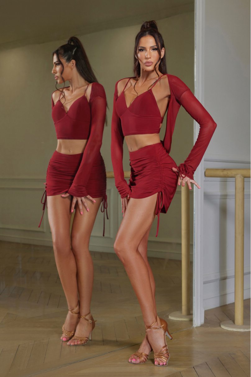 Dance blouse for women by ZYM Dance Style style 2393 Red Wine