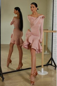 Сукня для бальних танців для латини від бренду ZYM Dance Style модель 23126 Milk Pink