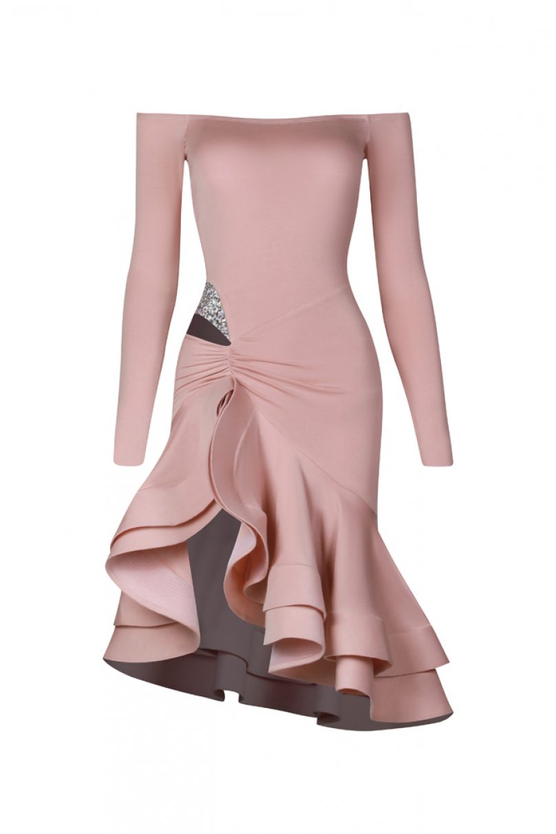 Платье для бальных танцев для латины от бренда ZYM Dance Style модель 23126 Milk Pink