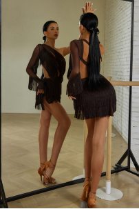Latin dance dress by ZYM Dance Style model 2395 Chocolate Brown