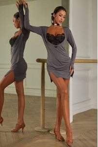 Latin dance dress by ZYM Dance Style model 2396 Starry Grey