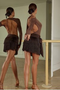 Latin dance skirt by ZYM Dance Style model 19134 Chocolate Brown