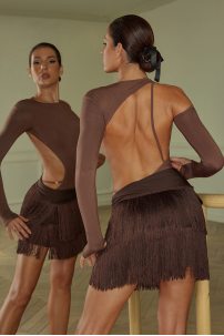 Latin dance skirt by ZYM Dance Style model 19134 Chocolate Brown
