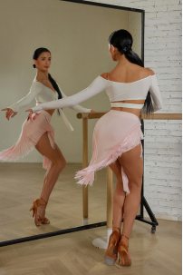 Спідниця для бальних танців для латини від бренду ZYM Dance Style модель 23129 Milk Pink