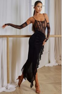 Latin dance skirt by ZYM Dance Style model 2402 Classic Black
