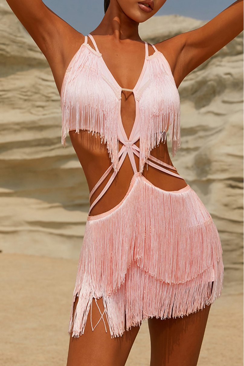 Latin dance dress by ZYM Dance Style model 2316 Milk Pink