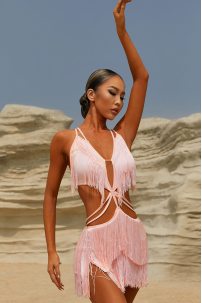 Latin dance dress by ZYM Dance Style model 2316 Milk Pink