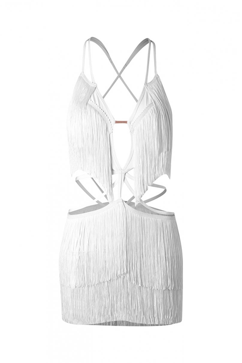 Сукня для бальних танців для латини від бренду ZYM Dance Style модель 2316 Arctic White