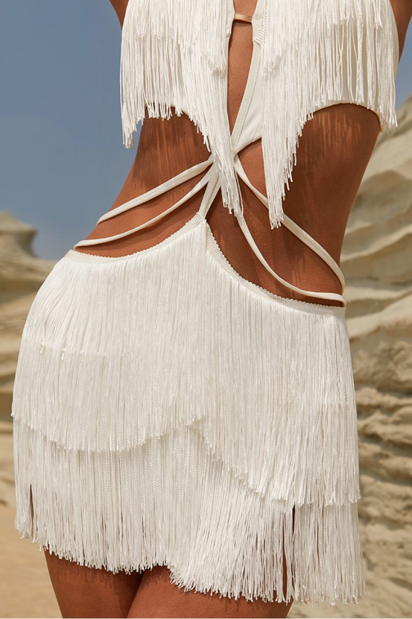 Сукня для бальних танців для латини від бренду ZYM Dance Style модель 2316 Arctic White