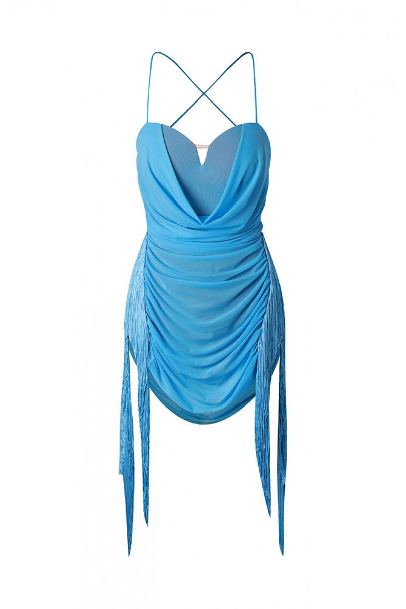 Платье для бальных танцев для латины от бренда ZYM Dance Style модель 2317 Ice-cream Blue