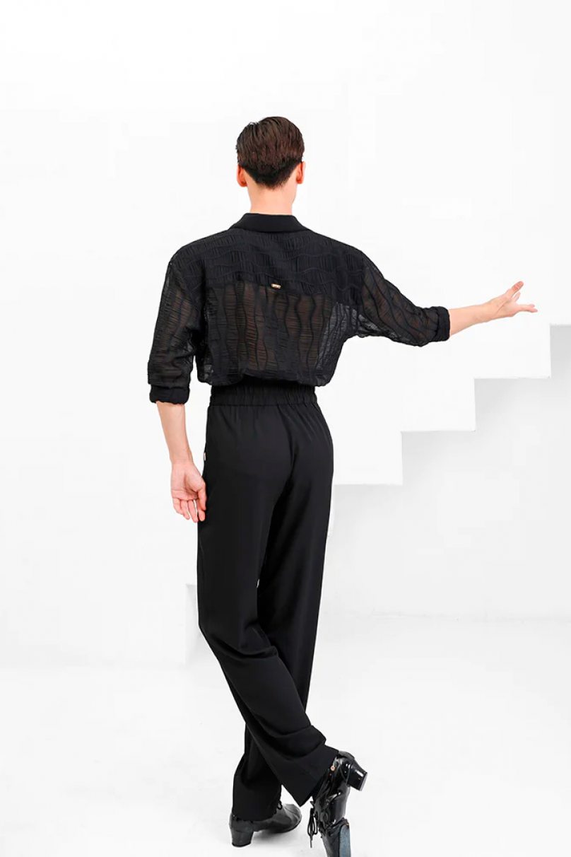 Mens latin dance shirt by ZYM Dance Style model N007 Black