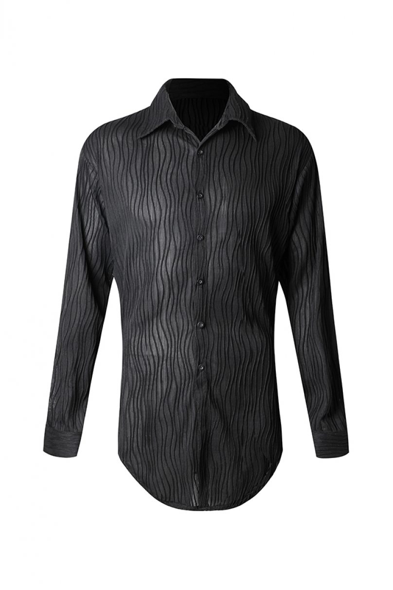 Мужская рубашка для бальных танцев латина от бренда ZYM Dance Style модель N028 Black